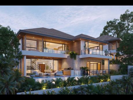 A rear view of one of the luxury homes in the Sierra development.