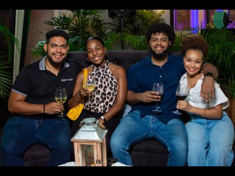 Credit: Contributed Friends (from left) Justin Cross, Savana Blake, Peter Thelwell Jr, and Kimberly Laughton, cosied up for a quick moment.