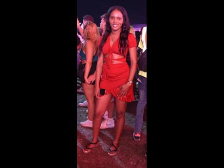 Dressed in red, Renae Findley was ready to sing and dance to the hits of Dexta Daps.