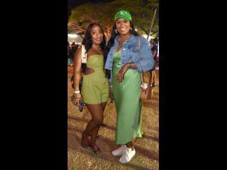 Complementing each other in shades of green are Jadine Brown (left) and Sasha Cooper. 