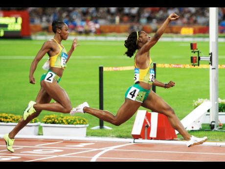 Credit: AP Jamaica’s Shelly-Ann Fraser -Pryce celebrates after crossing the line first in the women’s 100 metres final at the 2008 Beijing Olympics.Jamaica’s Shelly-Ann Fraser -Pryce celebrates after crossing the line first in the women’s 100 metres final at