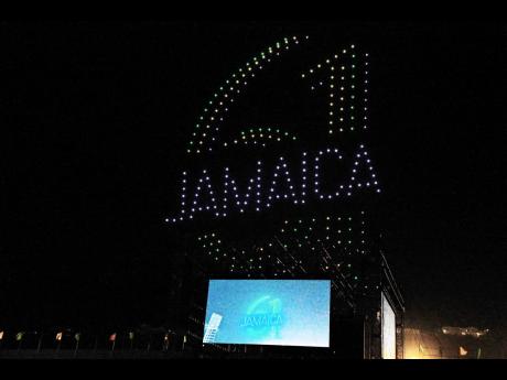 Credit: Contributed Drones light up the skies during last year’s Independence Grand Gala, held at the National Stadium in Kingston on August 6, 2023.