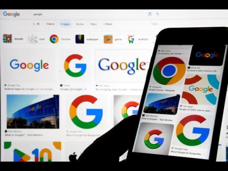 Various Google logos are displayed on different devices.