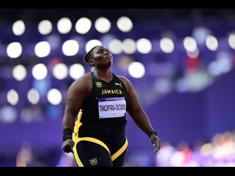 Credit: Gladstone Taylor/Multimedia Photo Editor Danniel Thomas-Dodd of Jamaica reacts after executing a throw in the women’s shot put qualification round at the Stade de France in Paris, yesterday. She did not advance to the final.