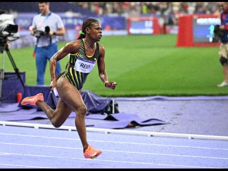 
Alana Reid during the final of the women’s 4x100 metres at the Paris Olympics inside the Stade de France on Friday.