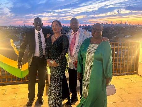 From left: Clive Blackwood, JTB’s Victoria Harper, marketing executive Dave Rodney and Jamaica travel advisor Maxine Grant share lens at The People’s Ball.
