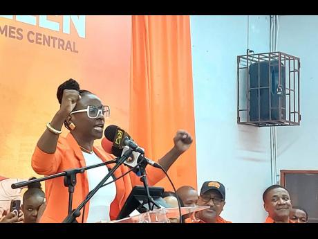 Senator Janice Allen, in her maiden speech to delegates and supporters at th People's National Party's Central St James constituency conference, held at the Cornwall College Auditorium on Sunday.