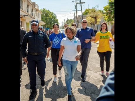 Credit: Contributed Dr Dana Morris Dixon (second left, forefront), minister responsible for information, skills and digital transformation in the Office of the Prime Minister, on a tour of Parade Gardens and Rose Gardens. Also participating in the tour were Dr Kevin Blake (le