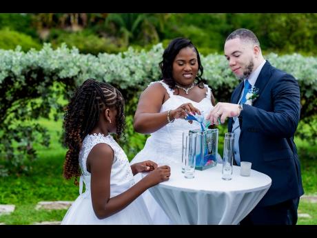 The couple engage in a beautiful sand ceremony alongside Shanae’s daughter and Dane’s bonus daughter, Nyla Murphy.