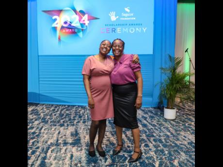Shenielle Gayle (left), the recipient of the inaugural Chairman’s Innovation Award, spoke about her mother’s positive impact and influence on her life. Gayle, who lost her sight at 16 years old, highlighted that it was her mother, Yvonne Thomas, who fu