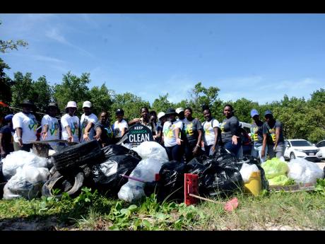 International Coastal Clean-up (ICC) Day volunteers at the Jobson Bay Eco Beach Park in Trelawny, on Saturday, September 21.