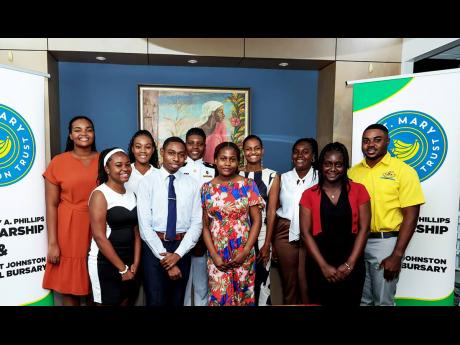  This year’s proud St. Mary Education Trust scholarship recipients are. (back row, from left) Alexcia Rose, Kemmoya McNair, Jaelaan-Adrian Thomas, HopeBagwandeen, Julia Jackson and Jurace Richards. In the front row (from left) are Alexeia Clue, RaheemLin