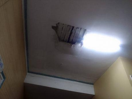 A section of the roof at the Hanover Municipal Corporation which is falling in.