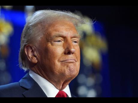 Credit: AP President-elect Donald Trump at an election night watch party at the Palm Beach Convention Center early yesterday morning in West Palm Beach, Florida.