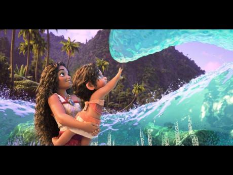 Auli’i Cravalho portrays Moana, the inquisitive daughter of village chief Tui and his wife Sina, who is chosen by the ocean to lift the curse on the island of Motufetu.
