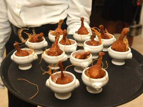 Chicken lollipops served at the grand opening of Ooshan Restaurant and Bar at The Tyrall Club.