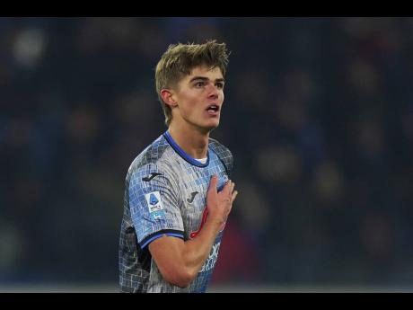Atalanta’s Charles De Ketelaere celebrates after scoring his side’s third goal during the Serie A  match between Atalanta and Empoli at Gewiss Stadium in Bergamo, Italy, yesterday.