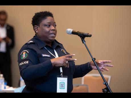 Superintendent Dahlia Garrick of the JCF making a point in the Justice Forum at the Connected Caribbean Summit.
