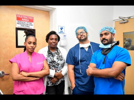 
From left: Dr Tahira Redwood, structural interventional cardiologist; Dr Raquel Gordon-Adlam, interventional cardiologist; Damien Lawson, diagnostic radiographer; Sony Varhese, nurse for the Interventional Suite at the University Hospital of the West Indi