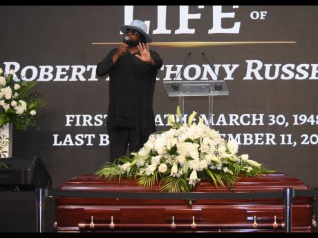 Gramps Morgan performs during the thanksgiving service of the late tourism and entertainment mogul Robert Russell at the Montego Bay Convention Centre in Rose Hall, St James, on Wednesday.