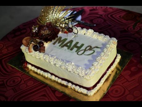 Stewart-Hinchcliffe’s 85th birthday cake baked by Donette Ferguson-Buchanan.