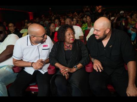 From left: Delano Seiveright, senior government advisor and communications strategist in the Ministry of Tourism; Olivia ‘Babsy’ Grange, minister of culture, gender, entertainment and sport, and Andrew Bellamy, managing director, Yard Mas, at the Yard 