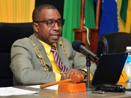 Credit: Mayor of Kingston, Councillor Andrew Swaby, addressing a meeting of the Kingston and St Andrew Municipal Corporation (KSAMC) held at the Corporation’s offices in downtown Kingston on January 14. - JIS photo