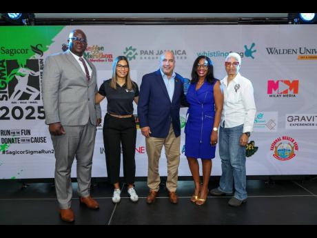 From left: Dwayne Francis, CEO of the Sir John Golding Rehabilitation Centre; Nicole Campbell Robinson, vice-president - communications, Digital Media & CSR, Sagicor Group Jamaica; Christopher Zacca, president & CEO at Sagicor Group Jamaica and chairman of