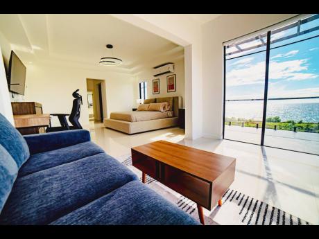 The main bedroom suite with its separate lounge area.
.