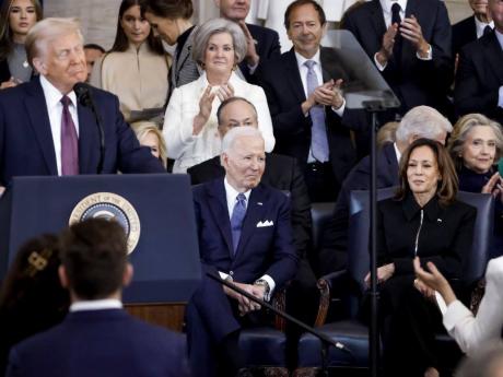 President Donald Trump delivers remarks after being sworn in as the 47th President of the United States during the 60th Presidential Inauguration in the Rotunda of the US Capitol in Washington, Monday, January 20, 2025, as former President Joe Biden and fo