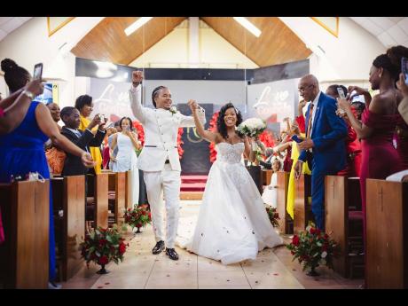 Following the wedding ceremony, the soulmates take an exciting first walk as husband and wife.