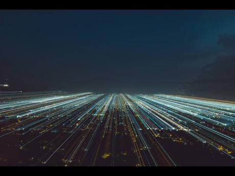  Streaks of light moving into infinity