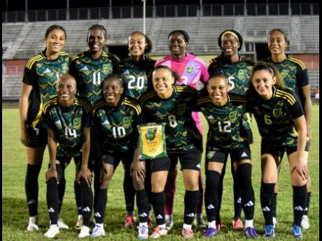Reggae Girlz pose for a photo ahead of an international friendly match against South Africa at the Montego Bay Sports Complex on November 29, 2024.
