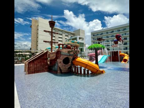RIU Land Splash with water slides for children at the Riu Palace Aquarelle.