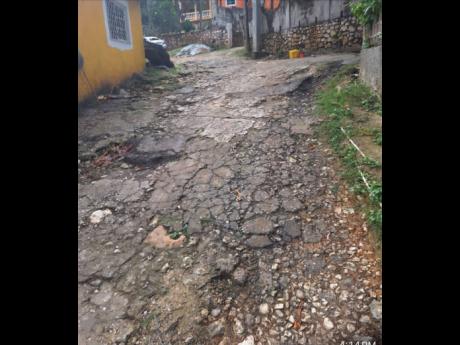 Credit: Photo by Rochelle Clayton The roadway in Moy Hall, St James.