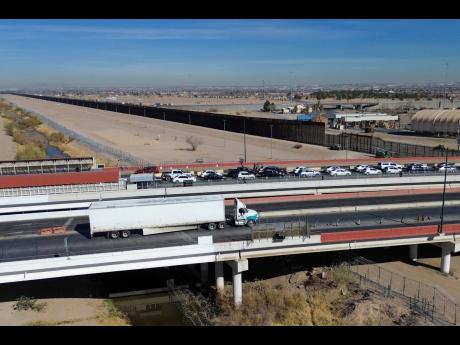 
A truck crosses the Zaragoza International Bridge into the United States from Ciudad Juarez, Mexico, on Monday, February 3, 2025.