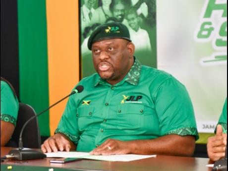 Marlon Morgan, a member of the Jamaica Labour Party communications task force, speaking at a press briefing on Thursday.