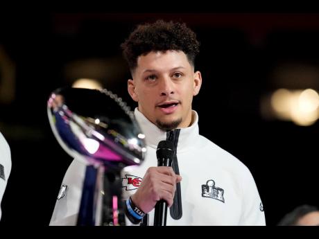 Kansas City Chiefs quarterback Patrick Mahomes (15) participates during Super Bowl 59 Opening Night, Monday, February 3, 2025, in New Orleans, ahead of the NFL football game between the Philadelphia Eagles and the Kansas City Chiefs Sunday.