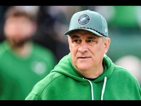 AP Photos 
Philadelphia Eagles defensive coordinator Vic Fangio looks on before an NFL football game against the Dallas Cowboys on Sunday, December 29, 2024, in Philadelphia. 