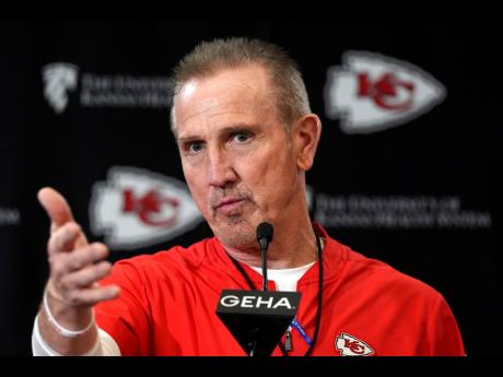 Kansas City Chiefs defensive coordinator Steve Spagnuolo addresses the media before the team's NFL football practice on Thursday, January 23 in Kansas City, Missouri. 