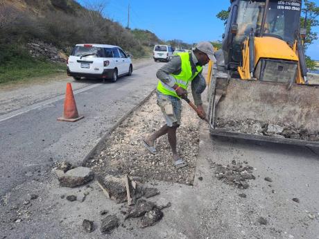Prep work being done on a section of the main thoroughfare in the vicinity of Mosquito Cove in Hanover. 