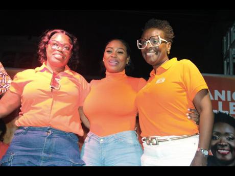 From left: The People’s National Party’s prospective candidates for three constituencies in St James, Rushell Reid-Knott, Nekeisha Burchell, and Janice Allen.