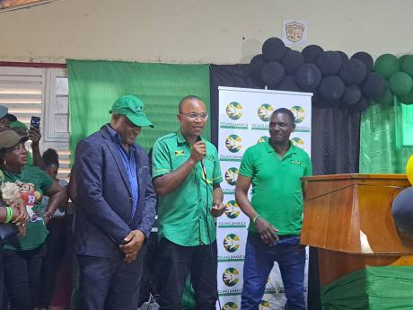 Morland Wilson (centre), the member of parliament for Westmoreland Western, addresses the Jamaica Labour Party’s Young Jamaica Youth Conference at the Godfrey Stewart High School in Westmoreland on Sunday. Also pictured are Ian Myles (left), the councill