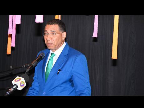 Prime Minister Dr Andrew Holness addressing the Global Tourism Resilience Conference at the Princess Grand Jamaica in Hanover on Tuesday.