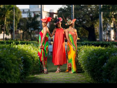 Models pose in the locally made Rastafari-inspired fashion.