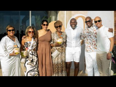 David Morrison (third right) sharing a moment with his pals (from left) Nasha-Monique Douglas, Chesna Haber-Porter, Dr Cathy Goodall Jackson, Debra Taylor-Smith, Audley Porter and Lennox Jackson.