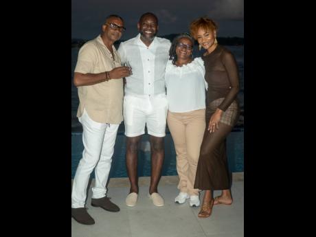 David Morrison (second left) sharing a moment with Deverow Hogarth, his father-in-law; Claudia Hogarth, his mother-in-law and his wife, Nastassia.