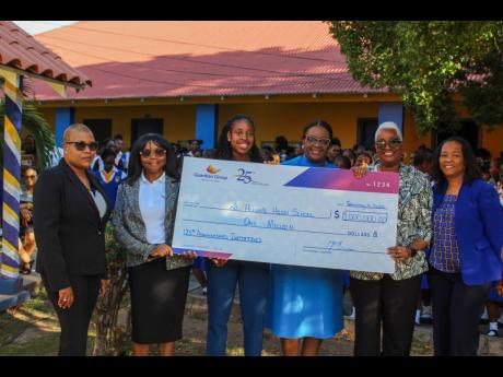 Guardian Life Limited, led by its President Meghon Miller-Brown, donated $1 million to St Hugh’s High School in celebration of the institution’s 125th anniversary. The cheque was presented during the Meet the Scholars ceremony held at the school on Feb