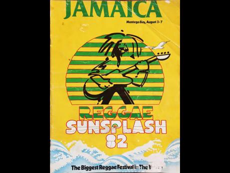 A poster promotes Reggae Sunsplash ’82, calling it ‘The biggest reggae festival in the world’.