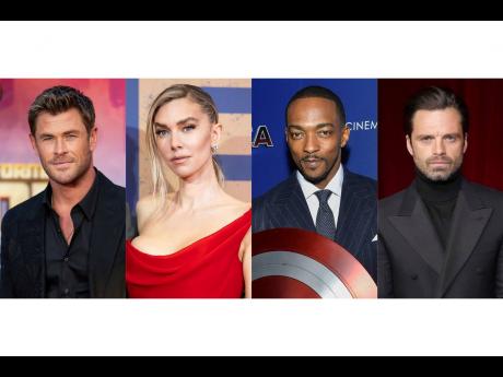 This combination of photos shows (from left) Chris Hemsworth, Vanessa Kirby, Anthony Mackie, and Sebastian Stan.